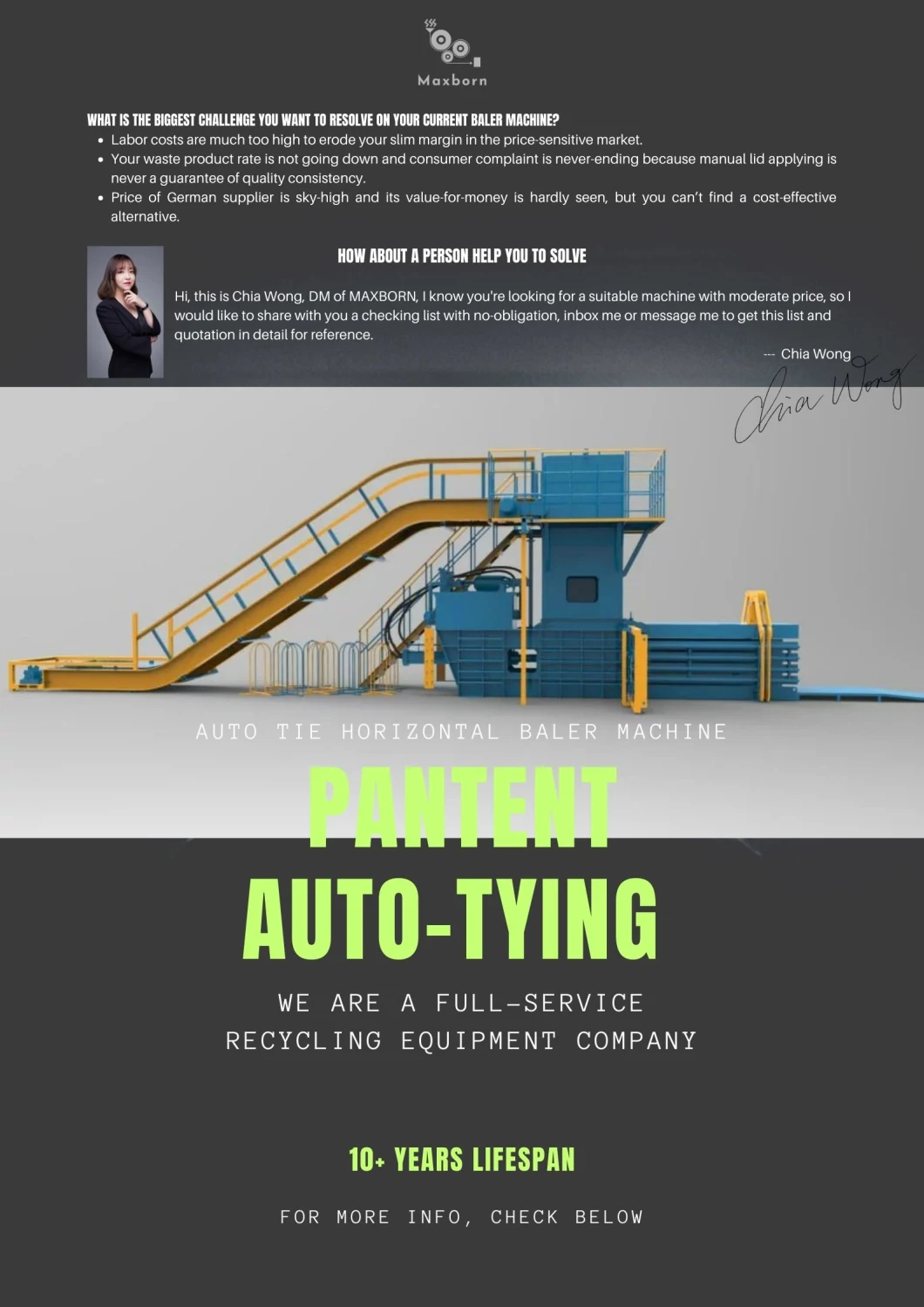 Two RAM Baler with Auto -Tie Wiring Baling Equipment for Cardboard Carton and Waste Paper Scrap