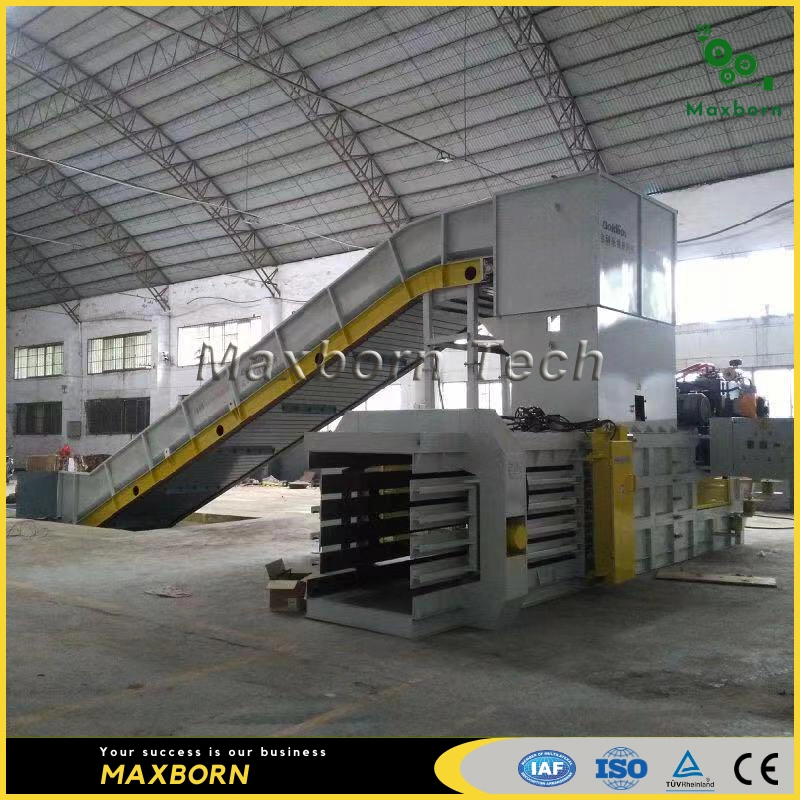 Automatic Dual RAM Hydraulic Horizontal Cardboard Baler for Waste Paper Scrap Baler with Conveyor System for Paper Mill Recycling Plant